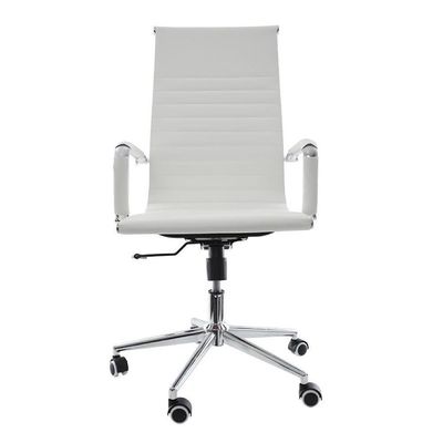 Kit 2 Cadeiras De Escritório Presidente Executiva Alta Confortável Esteirinha Para 120 Kg Branco