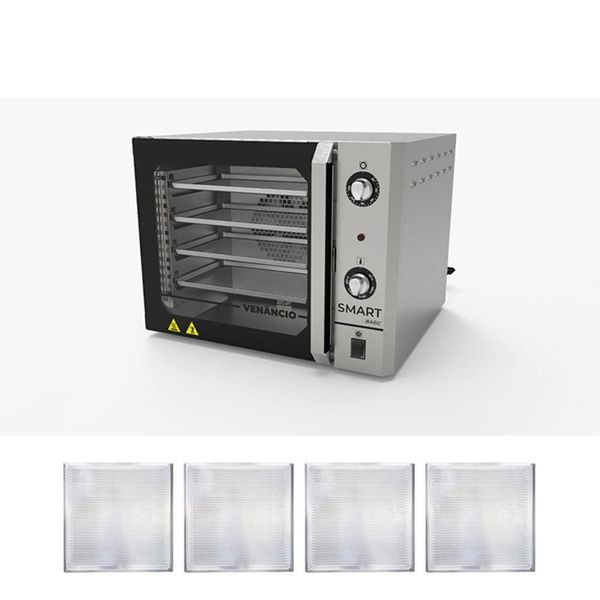 Forno Turbo Convec. Inox Fcsb4e 220v + 4 Assadeiras - Venâncio 220v