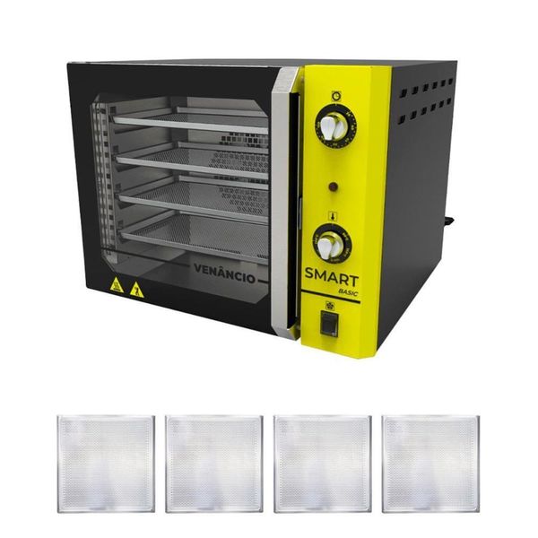 Forno Turbo Convec. Preto E Amarelo Fcsb4e 220v + 4 Assadeiras - Venâncio 220v