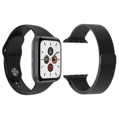 Kit 1 SmartWatch Preto Android iOS + 1 Pulseira Extra Preto