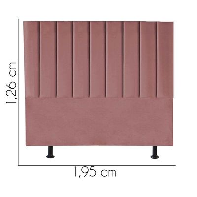 Cabeceira Estofada Carla 195cm King Size Para Cama Box Quarto Suede Rose Gold