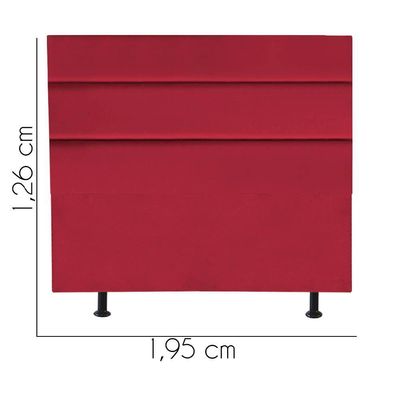 Cabeceira Estofada Argentina 195cm King Size Para Cama Box Quarto Corino Vermelho