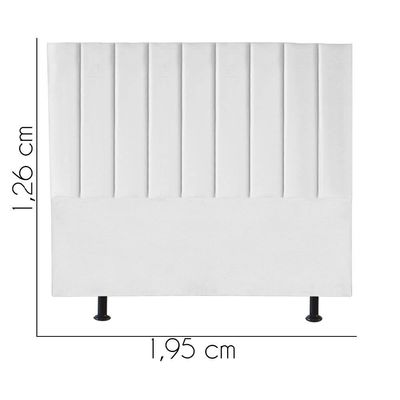 Cabeceira Estofada Carla 195cm King Size Para Cama Box Quarto Suede Branco