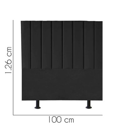 Cabeceira Estofada Carla 100cm Solteiro Para Cama Box Quarto Suede Preto