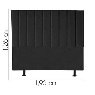 Cabeceira Estofada Carla 195cm King Size Para Cama Box Quarto Suede Preto