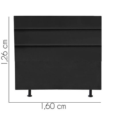 Cabeceira Estofada Argentina 160cm Queen Size Para Cama Box Quarto Suede Preto