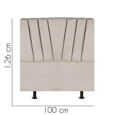 Cabeceira Estofada Bélgica 100cm Solteiro Para Cama Box Quarto Corino Bege
