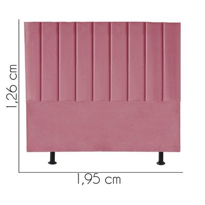 Cabeceira Estofada Carla 195cm King Size Para Cama Box Quarto Suede Rosa Bebê