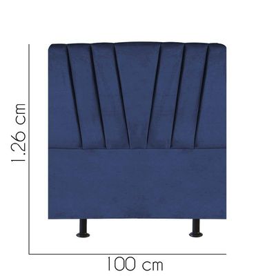 Cabeceira Estofada Bélgica 100cm Solteiro Para Cama Box Quarto Suede Azul Marinho