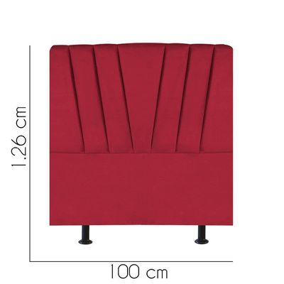 Cabeceira Estofada Bélgica 100cm Solteiro Para Cama Box Quarto Corino Vermelho