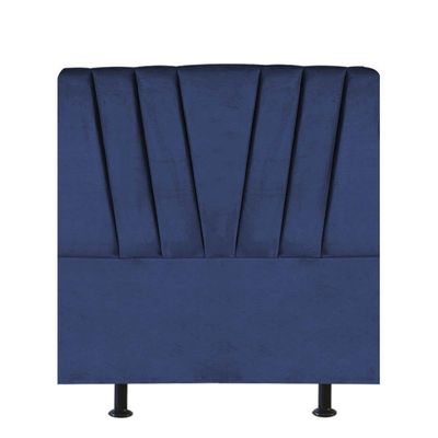 Cabeceira Estofada Bélgica 90cm Solteiro Para Cama Box Quarto Suede Azul Marinho