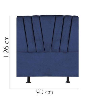 Cabeceira Estofada Bélgica 90cm Solteiro Para Cama Box Quarto Suede Azul Marinho
