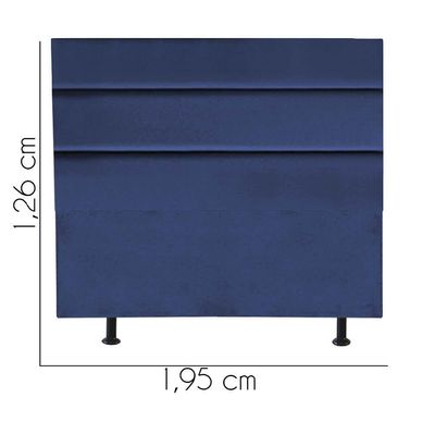 Cabeceira Estofada Argentina 195cm King Size Para Cama Box Quarto Suede Azul Marinho