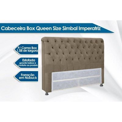 Cabeceira Cama Box Estofada Queen Queen Imperatriz Plus Suede Cinza - Simbal