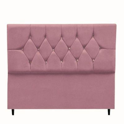 Cabeceira Estofada Cama Box King 195 Cm Geovana Suede Rose