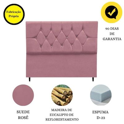Cabeceira Estofada Cama Box King 195 Cm Geovana Suede Rose