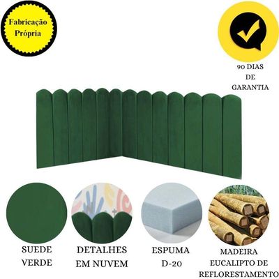 Cabeceira Painel Cama King Box Nuvem Suede Sandy 195 Cm Cor:verde