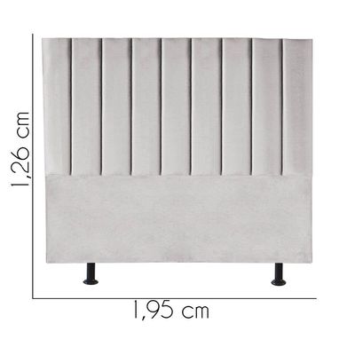 Cabeceira Estofada Carla 195cm King Size Para Cama Box Quarto Suede Cinza Claro