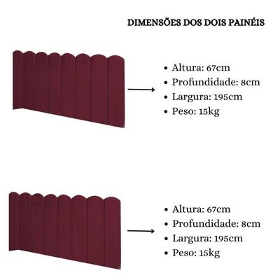 Cabeceira Painel Cama King Box Nuvem Suede Sandy 195 Cm Cor:bordô