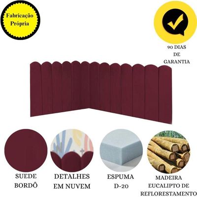 Cabeceira Painel Cama King Box Nuvem Suede Sandy 195 Cm Cor:bordô