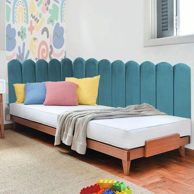 Cabeceira Painel Cama King Box Nuvem Suede Sandy 195 Cm Cor:azul Turquesa