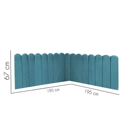 Cabeceira Painel Cama King Box Nuvem Suede Sandy 195 Cm Cor:azul Turquesa