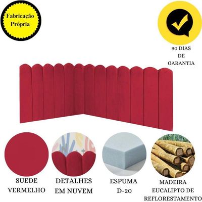 Cabeceira Painel Cama King Box Nuvem Suede Sandy 195 Cm Cor:vermelho