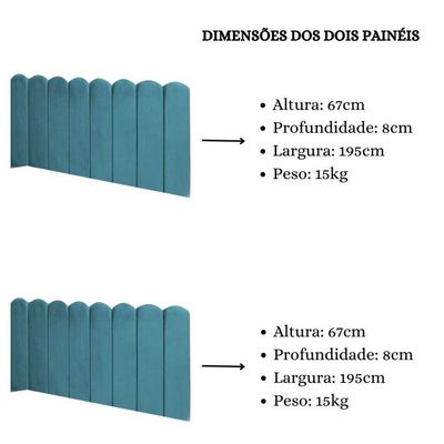 Cabeceira Painel Cama King Box Nuvem Suede Sandy 195 Cm Cor:azul Turquesa