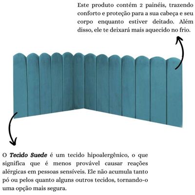 Cabeceira Painel Cama King Box Nuvem Suede Sandy 195 Cm Cor:azul Turquesa