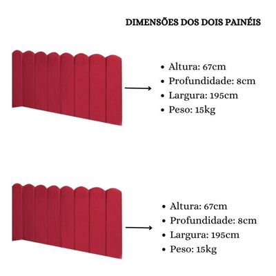 Cabeceira Painel Cama King Box Nuvem Suede Sandy 195 Cm Cor:vermelho