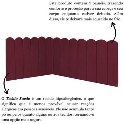 Cabeceira Painel Cama King Box Nuvem Suede Sandy 195 Cm Cor:bordô