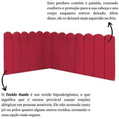 Cabeceira Painel Cama King Box Nuvem Suede Sandy 195 Cm Cor:vermelho