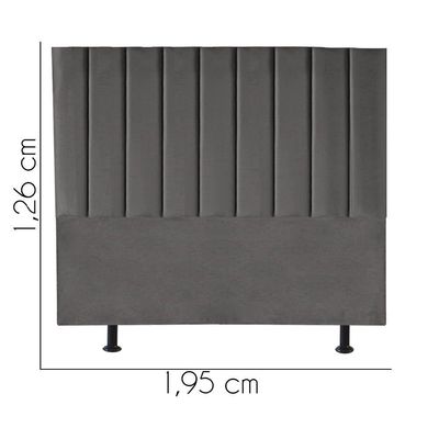 Cabeceira Estofada Carla 195cm King Size Para Cama Box Quarto Suede Cinza Escuro Grafite