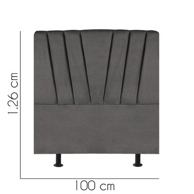 Cabeceira Estofada Bélgica 100cm Solteiro Para Cama Box Quarto Corino Cinza
