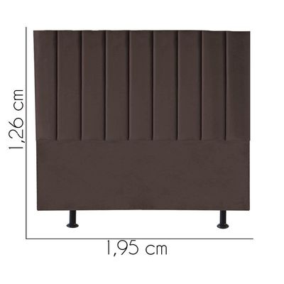 Cabeceira Estofada Carla 195cm King Size Para Cama Box Quarto Corino Marrom
