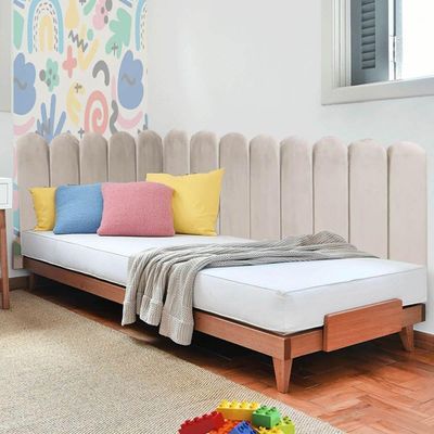 Cabeceira Painel Cama King Box Nuvem Suede Sandy 195 Cm Cor:bege