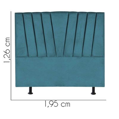 Cabeceira Estofada Bélgica 195cm King Size Para Cama Box Quarto Suede Azul Turquesa