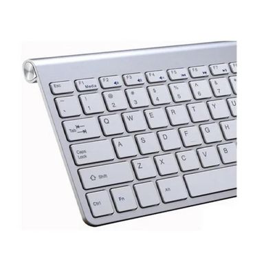 Kit Teclado Slim com Mouse Sem Fio 2.4g Ultra Fino Prata