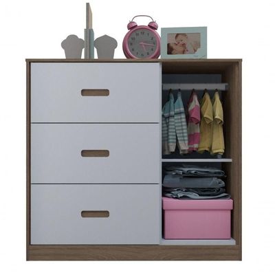 Jogo De Quarto Infantil Livia Com Berço Mini Cama Cômoda E Roupeiro Canaã