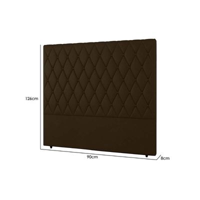 Cabeceira Cama Box Estofada Solteiro Solteiro Camponesa Plus Veludo Cacau - Simbal