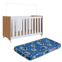 Berço Com Colchao E Rodizios La012 Nogal Manchester Branco Comm Nogal Manchester Branco