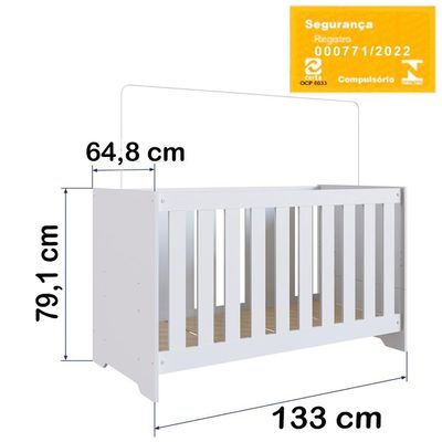 Berço Mini Cama 3x1 Com Colchao La013 Branco Comm Branco
