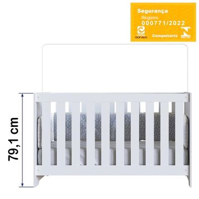Berço Mini Cama 3x1 Com Colchao La013 Branco Comm Branco