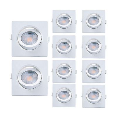 Kit 10 Spot De Led Embutir Alltop Par20 Quadrado 7w Bivolt Taschibra 3000k Luz Quente