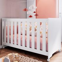 Berço Infantil Com Rodizios La002 Branco Comm Branco