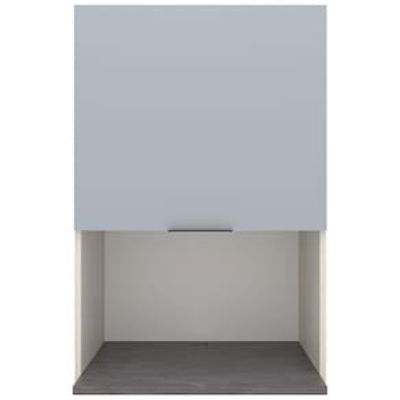 Armário Aéreo Bartira Cristal MDP 15mm com Nicho para Micro-ondas e 1 Porta - 60cm de largura Azul Claro