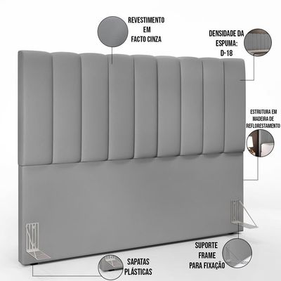Cabeceira Cama Box Casal Queen 160 Cm Dália W01 Facto Cinza