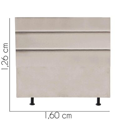 Cabeceira Estofada Argentina 160cm Queen Size Para Cama Box Quarto Corino Bege