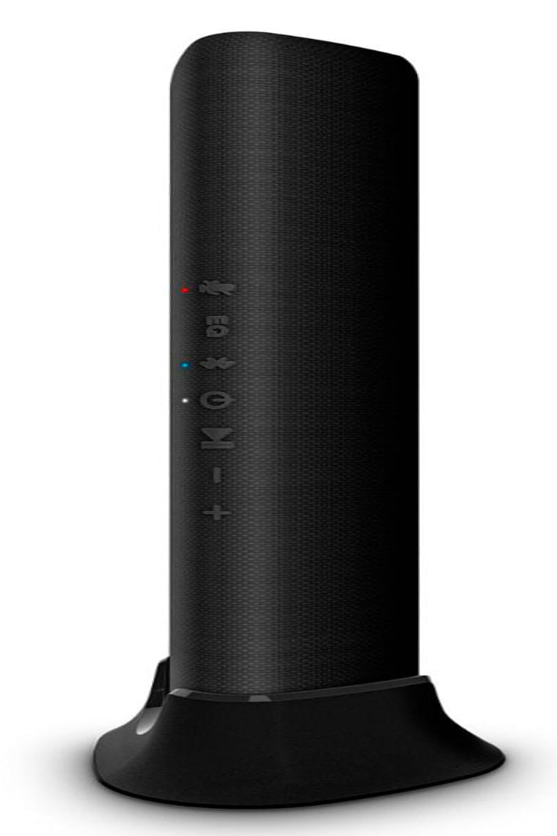 Caixa de Som sem fio, iluminação LED, microfone, App e bateria recarregável - preta