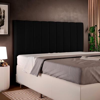 Cabeceira Cama Box Casal Queen 160 Cm Dália W01 Suede Preto